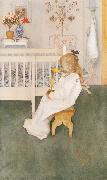 Carl Larsson Lisbeth in her night Dress with a yellow tulip china oil painting artist